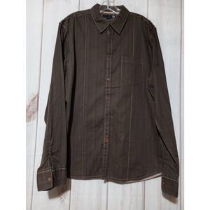 Guess Shirt Men's 2xl Brown Button Front Long‎ Sleeve Light Weight